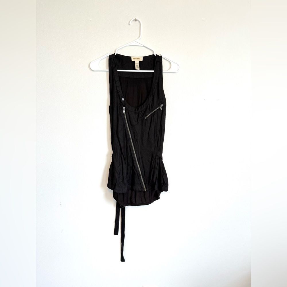 Diesel Black Tank Top With Zippers